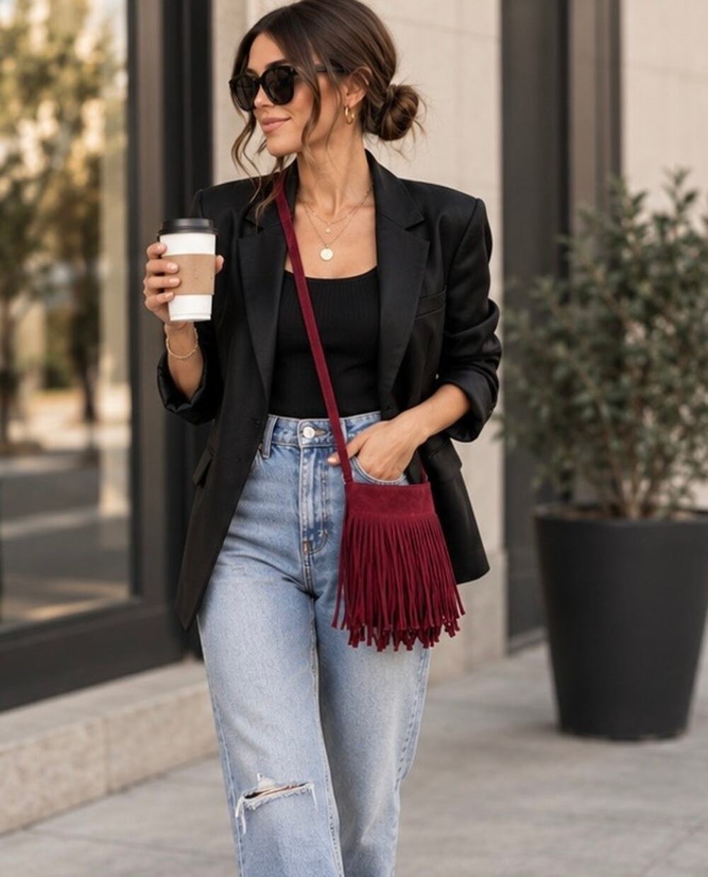 Boutique Wine Burgundy Fringe Crossbody Bag Western Boho Festival Mini Purse Nwt